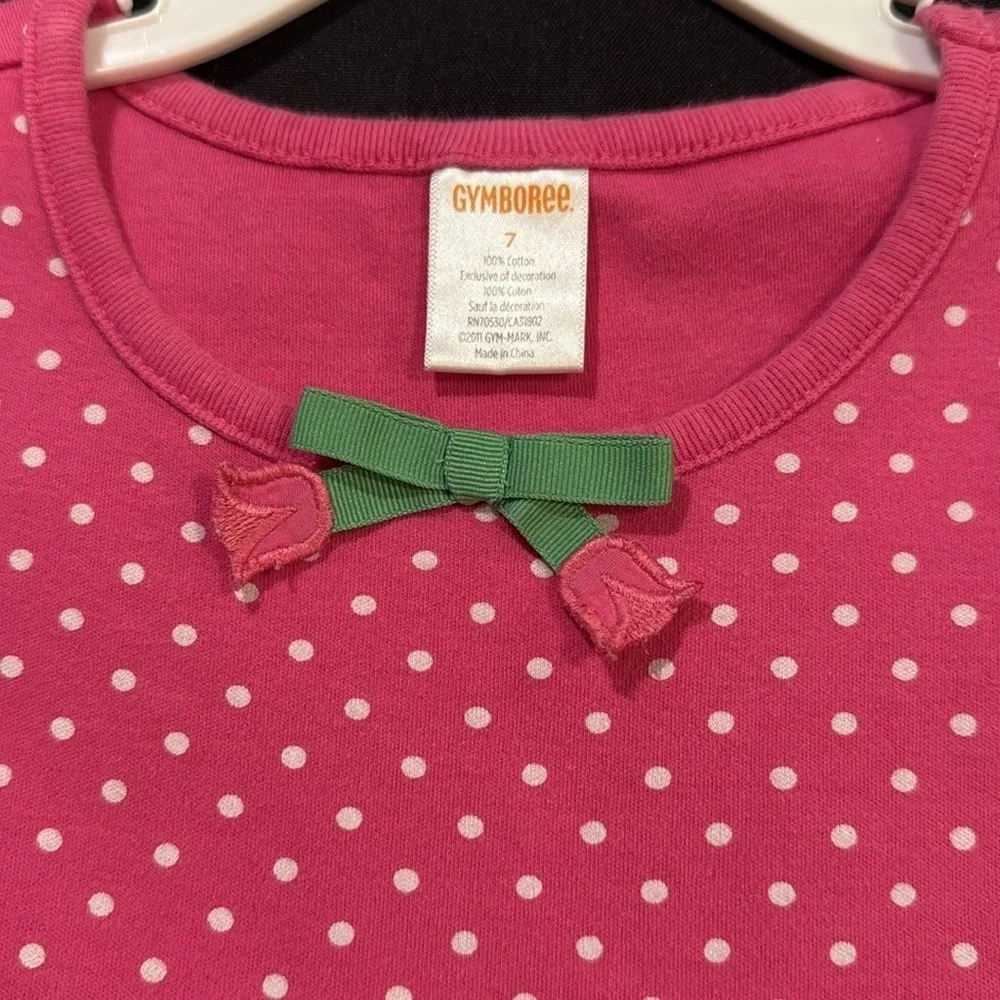 Gymboree dress size 7. pink, white dots, with bow